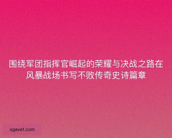 围绕军团指挥官崛起的荣耀与决战之路在风暴战场书写不败传奇史诗篇章