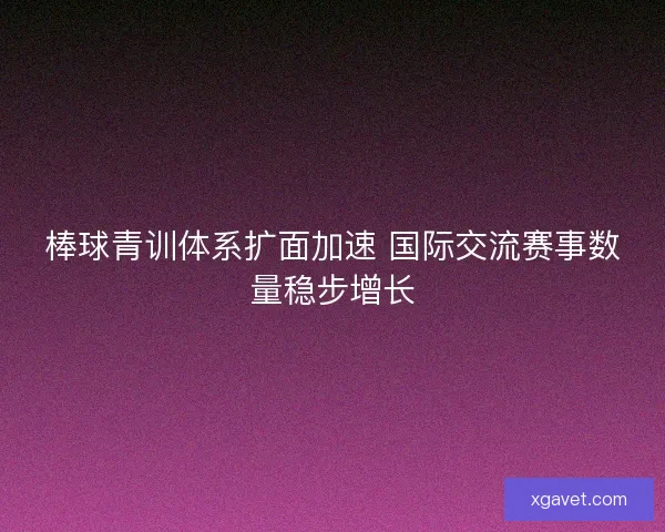 棒球青训体系扩面加速 国际交流赛事数量稳步增长 棒球青训体系扩面加速 国际交流赛事数量稳步增长